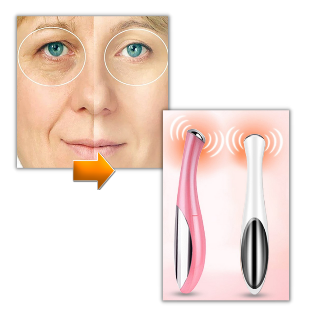 Massageador elétrico multifuncional Kikio para rosto, dispositivo de relaxamento e cuidados faciais em acabamento branco.