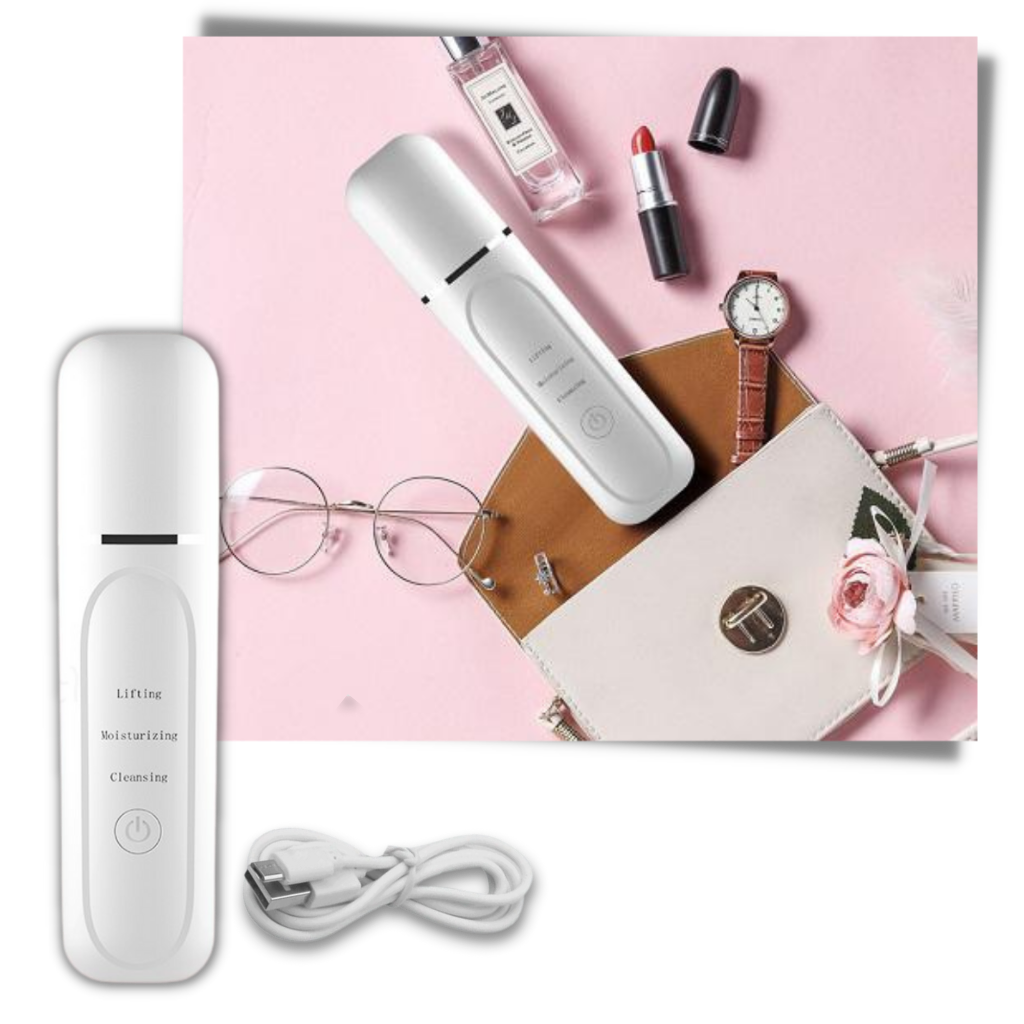 Espátula exfoliante ultrassônica da Kinsei Beauty para rosto, ferramenta de cuidados faciais em cosméticos.