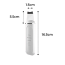 Espátula exfoliante ultrassônica para o rosto da marca Kinsei Beauty, com design em plástico branco e detalhes em azul.