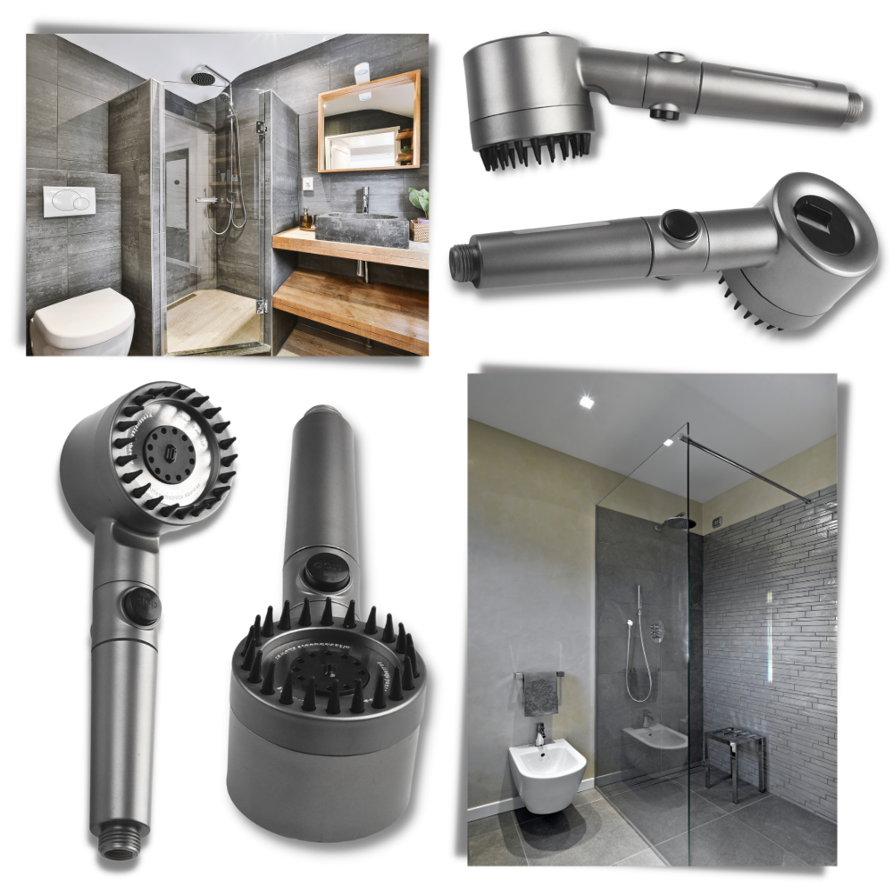 Pommeau de douche haute pressão 4 en 1 Kit, pièces de plomberie, avec différents jets pour une expérience de douche variée.