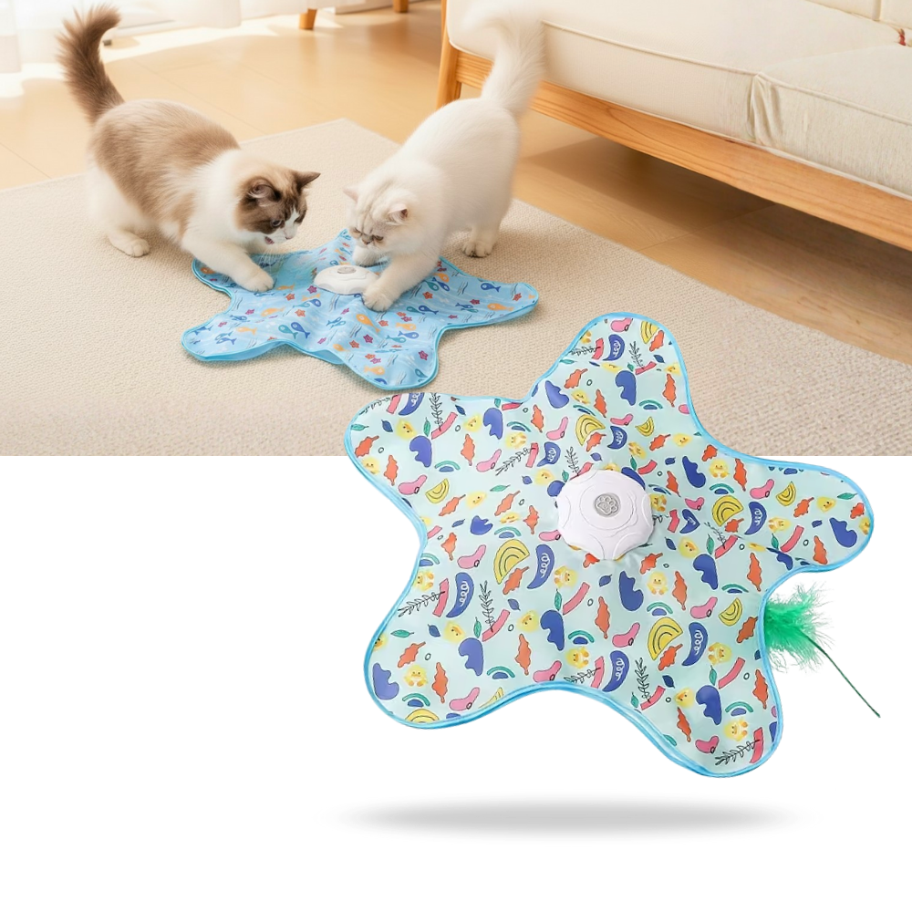 Brinquedo de tapete interativo com penas para gatinhos em fase de dentição, acessório para gatos da marca Favson.