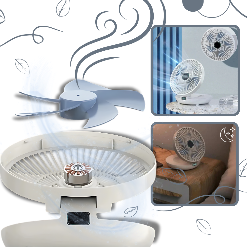 Ventilador portátil Kkmol de cor azul, com circulação de ar suave, ideal para aquecimento e climatização.