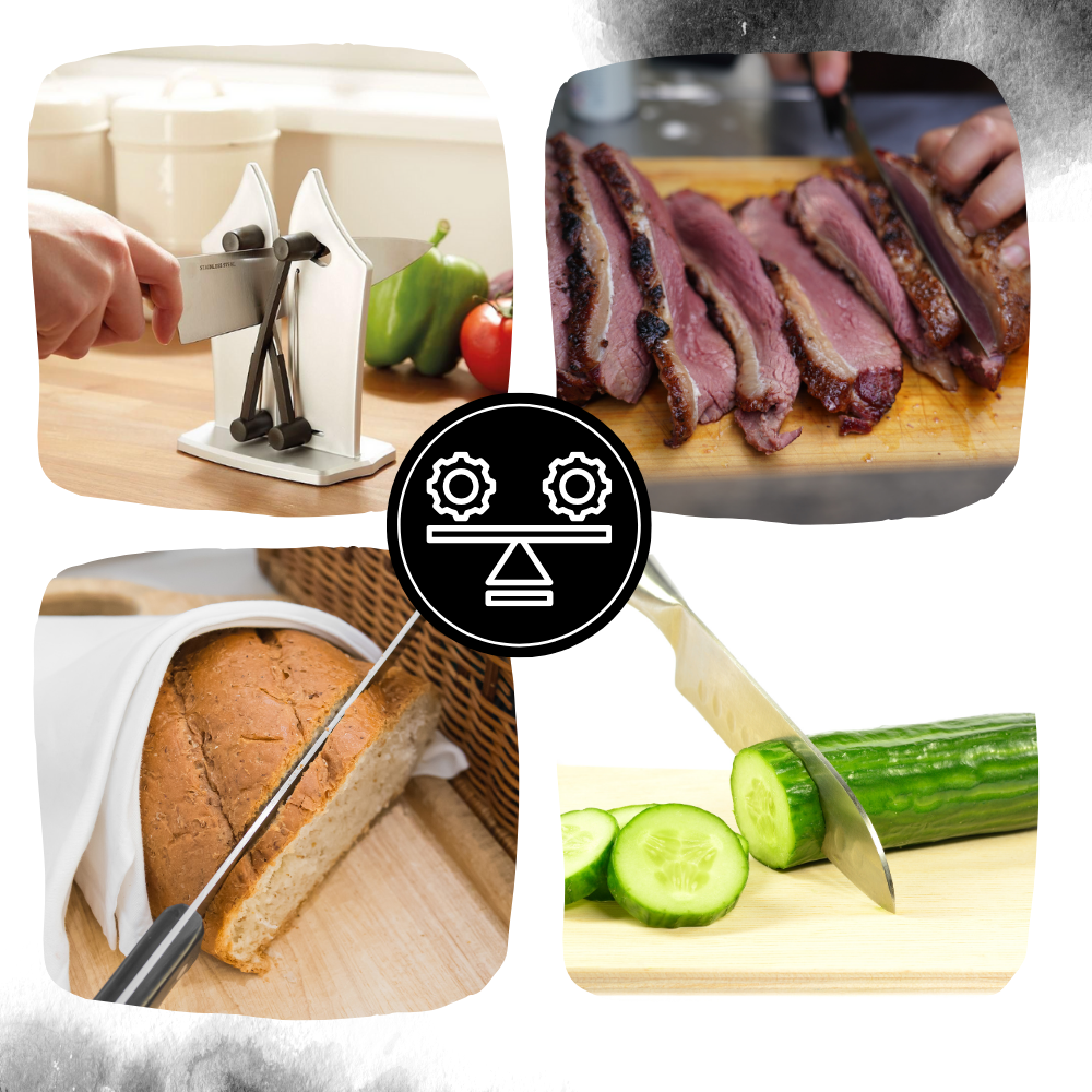 Afiador de facas 5 Star Super Deals, eletrodoméstico de cozinha, mostrando estabilidade e resistência na base do afiador.