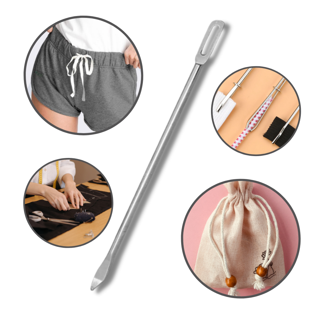 Enfileur fácil de cordão de aperto de cinto, ferramenta para artesanato criativo, marca Knitting Needles, com design prático.
