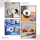 Decoração com caixa de som magnética preto com ferrofluido em movimento, da marca Kokiya, para ambientes modernos e elegantes.