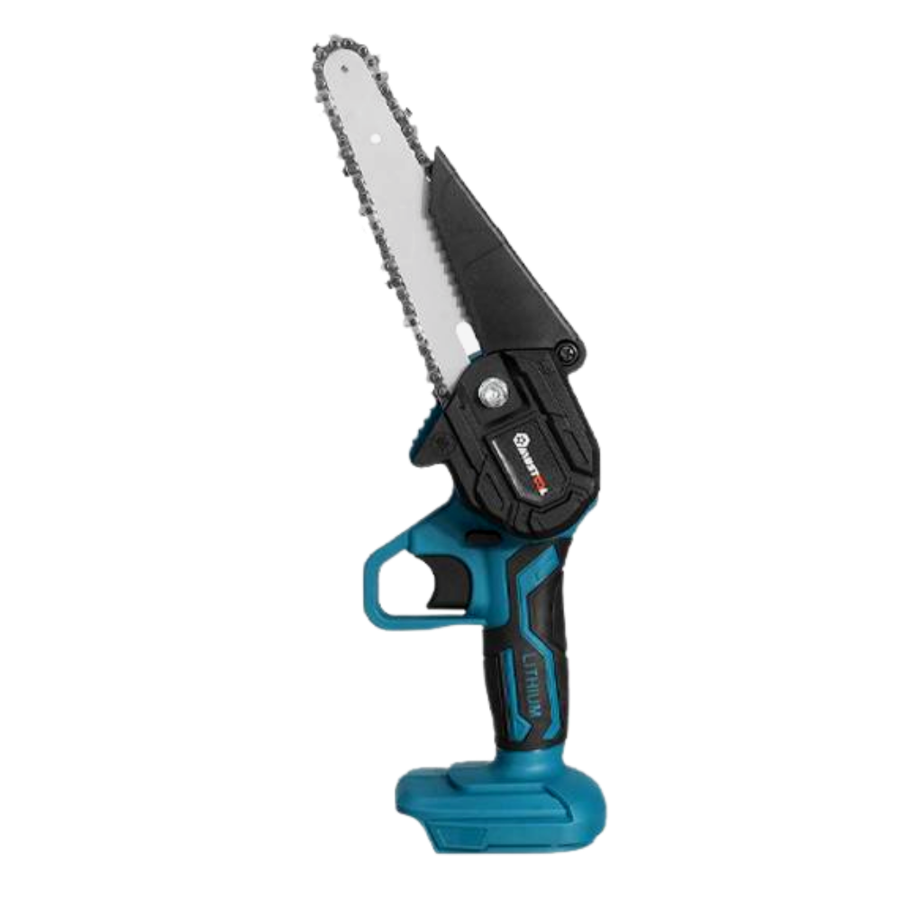 Mini tronçonneuse elétrica Konesky para uso externo, com lâmina compacta e design portátil para corte de galhos e árvores pequenas.
