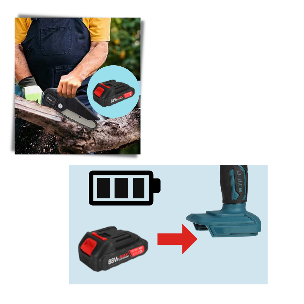 Mini tronçonneuse elétrica Konesky para uso externo, com lâmina compacta e design portátil para corte de galhos e pequenos troncos