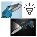 Mini tronçonneuse elétrica de exterior da Konesky, mostrada em uso ao ar livre, ideal para corte de galhos e pequenas árvores.