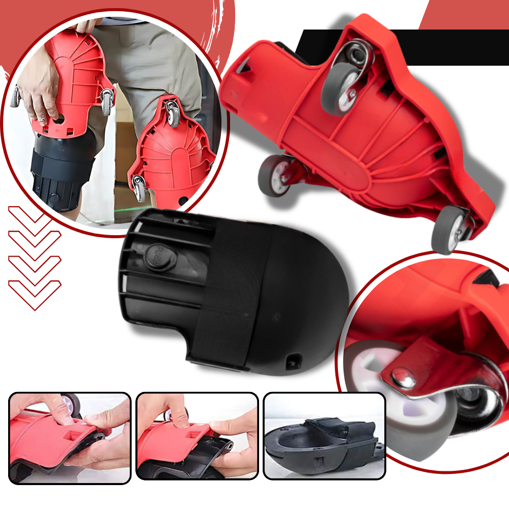 Par de genouillères vermelhas com rodinhas da marca Konesky, ideal para proteção e suporte durante atividades físicas.