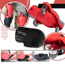 Par de genouillères vermelhas com rodinhas da marca Konesky, ideal para proteção e suporte durante atividades físicas.
