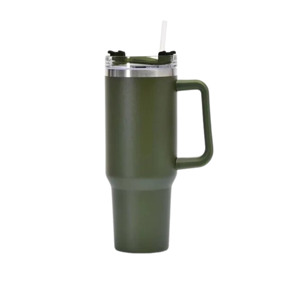 Caneca grande para carro Kowaku com alça, artes de la table, design azul denim, capacidade elevada, ideal para viagens.