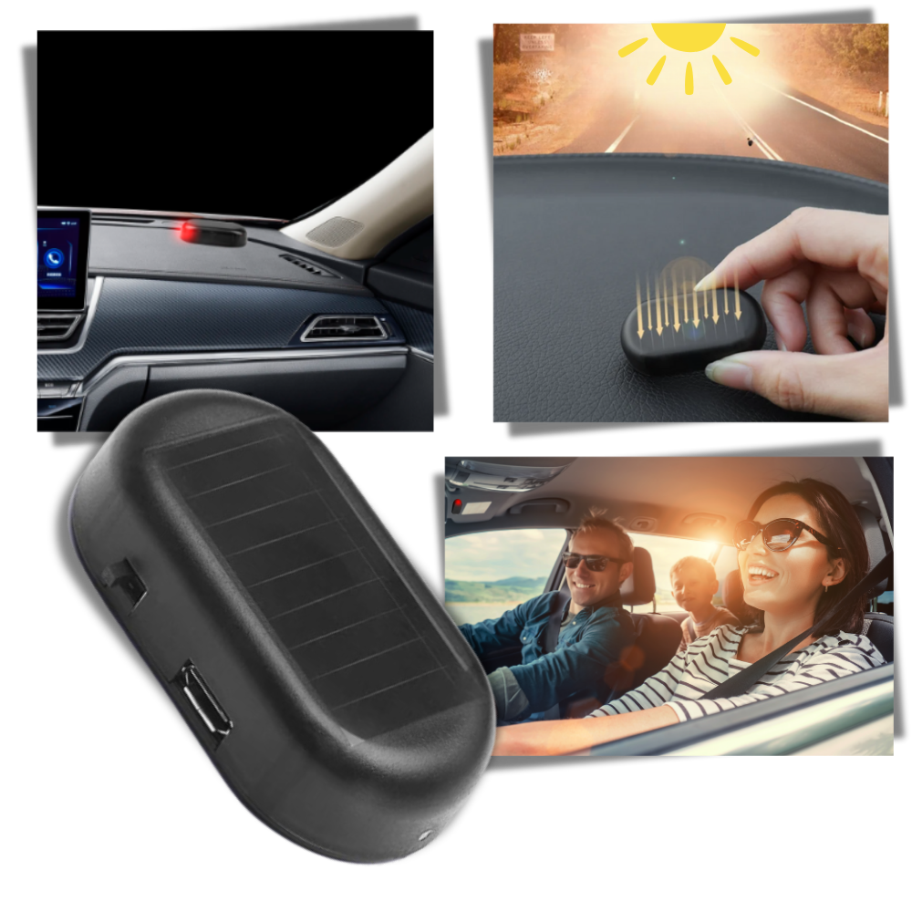 Lâmpada de alarme solar para carro da Kqjqs Home, dispositivo de segurança veicular de cor azul, com funcionamento solar.