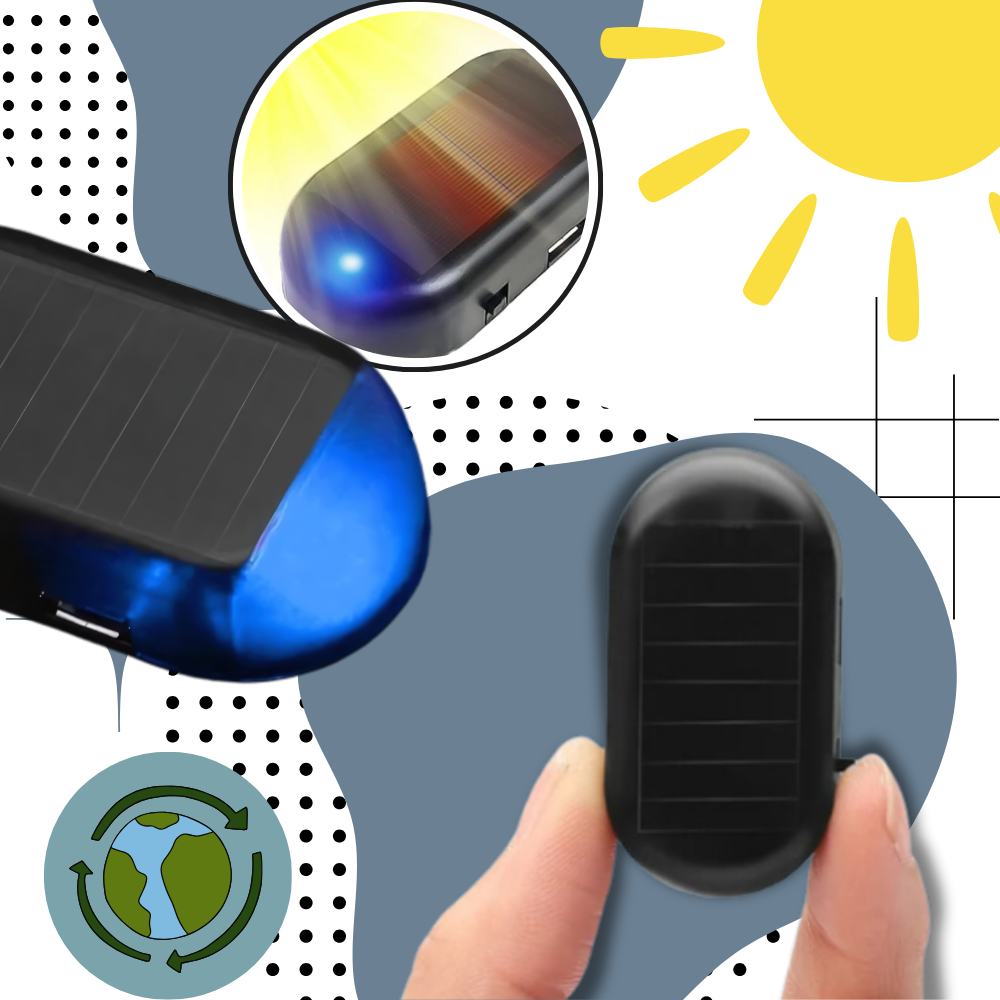 Lâmpada de alarme solar para veículos Kqjqs Home, dispositivo de segurança azul para carros com painel solar.