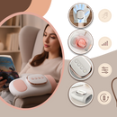 Luva de massagem Kuluzego para relaxamento com compressão térmica, branca, usada para terapia de relaxamento muscular.