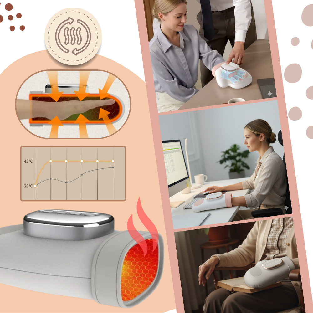 Luva de massagem Kuluzego para relaxamento, com compressão térmica em tecido branco, ideal para terapia de relaxamento muscular