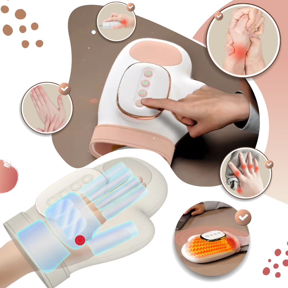 Luva de massagem relaxante Kuluzego, com compressão térmica para alívio e relaxamento muscular, em tom branco.