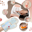 Luva de massagem relaxante Kuluzego, com compressão térmica para alívio e relaxamento muscular, em tom branco.