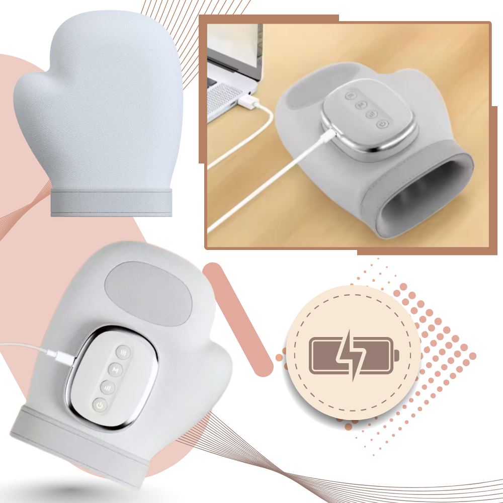 Luva de massagem Kuluzego para relaxamento com compressão térmica, em cor branca, ideal para terapia de relaxamento e bem-estar.