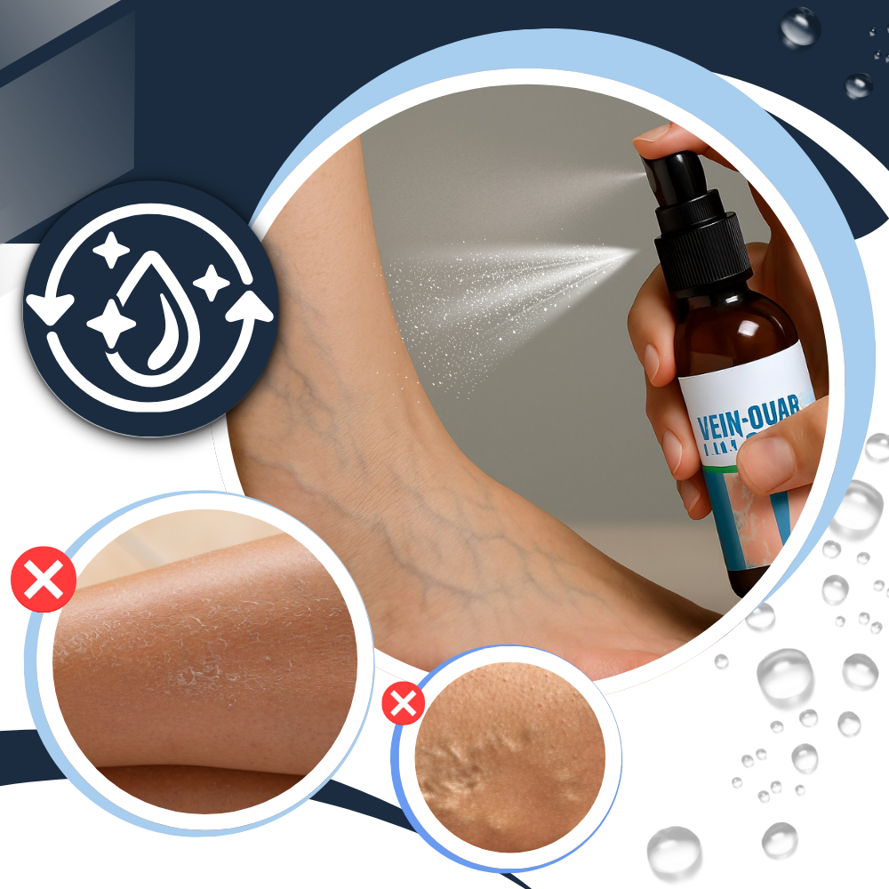 Spray hidratante refrescante para as pernas da marca Kunpeng, embalagem com spray branco e detalhes azuis.