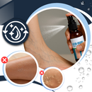 Spray hidratante refrescante para as pernas da marca Kunpeng, embalagem com spray branco e detalhes azuis.