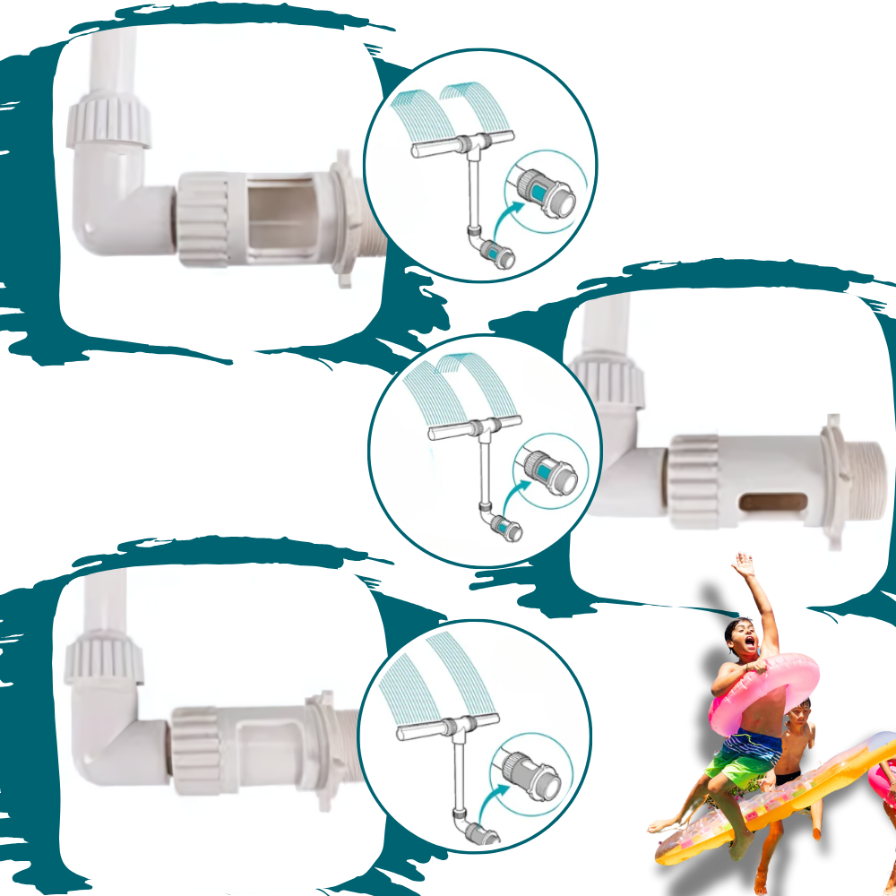 Acessórios para piscinas e spas Kurtrussel, fonte e cascata de piscina com detalhes em plástico resistente.