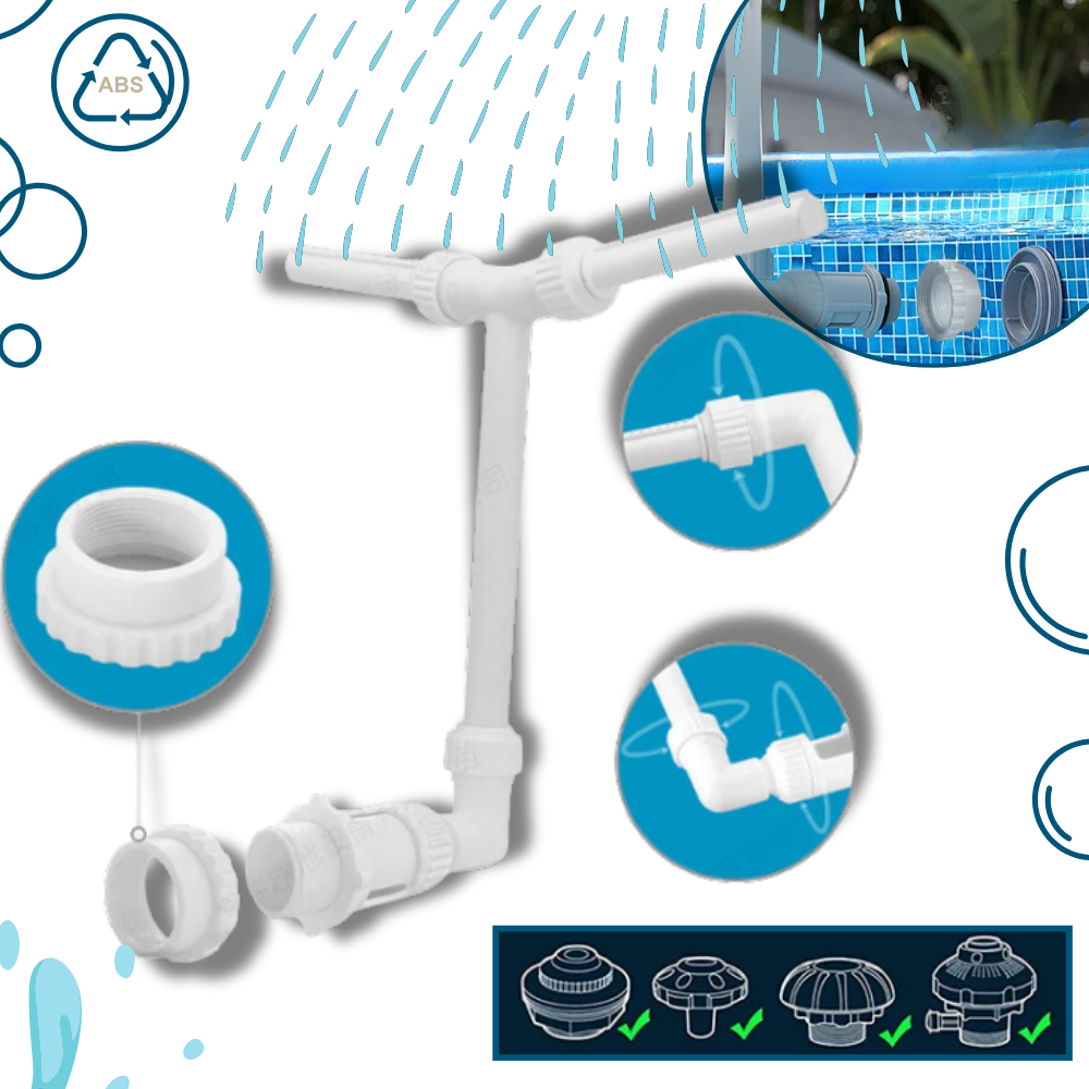 Acessórios para piscina e spa Kurtrussel, fonte e cascata de água visível, ideal para decoração e funcionamento de piscinas.