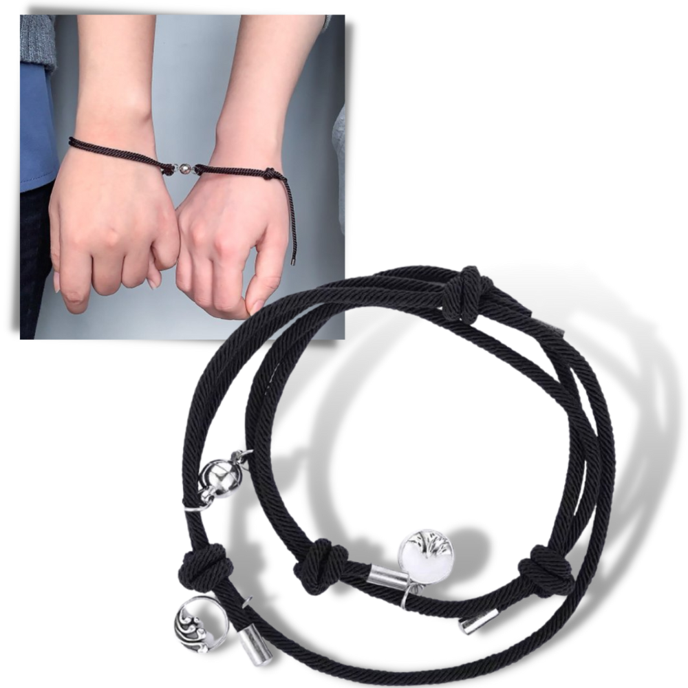 Conjunto de 2 pulseiras magnéticas femininas da Ladychenile para casais, em tom cinza, com detalhes elegantes.