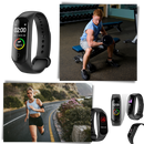 Pulseira de monitoramento de forma e sono Lallcas, em preto, para treino e fitness, exibida na imagem.