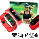 Bracelete de fitness preto Lallcas para monitoramento de forma física e sono, com visor digital e pulseira ajustável.
