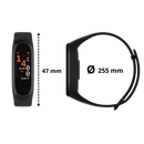 Pulseira de fitness Lallcas em preto para monitoramento de forma física e sono, ideal para treinos e saúde.