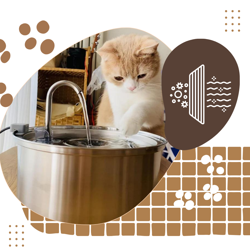 Bebedouro para gatos de alta capacidade da marca Houkiper com sistema de filtração avançada, ideal para manter os gatos hidratados.