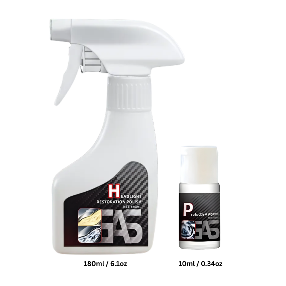 Kit de limpeza e restauração de faróis Lawor para manutenção e decoração de veículos, com produtos para brilho e proteção.