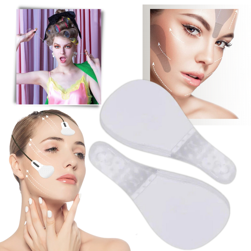 Autocolantes invisíveis da Ldyso para lifting facial, aplicação discreta na pele do rosto, produto de cosméticos.