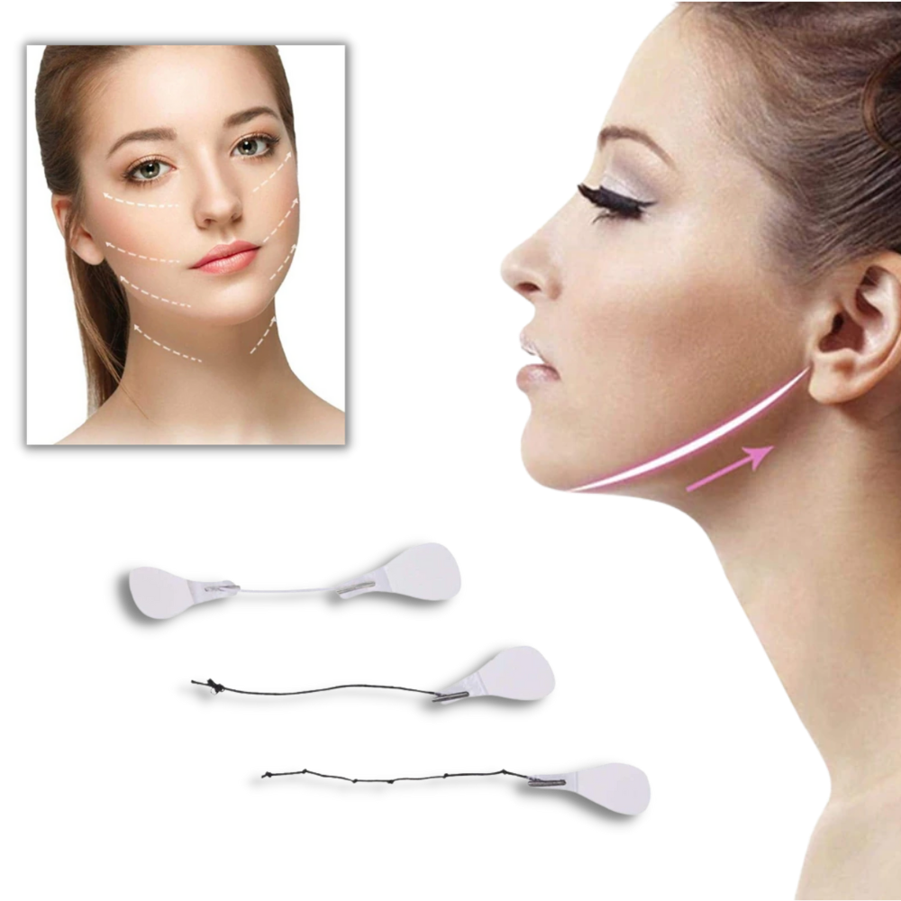 Autocollants invisíveis para lifting facial da marca Ldyso, visíveis na pele para efeito de rejuvenescimento.