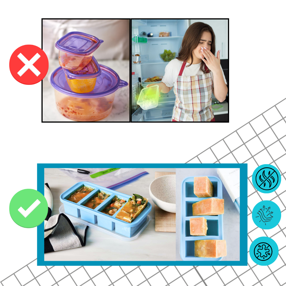 Recipiente de armazenamento de alimentos com tampa à prova de vazamentos para sopas, proteção contra odores e manchas, marca Souper Products LLC.