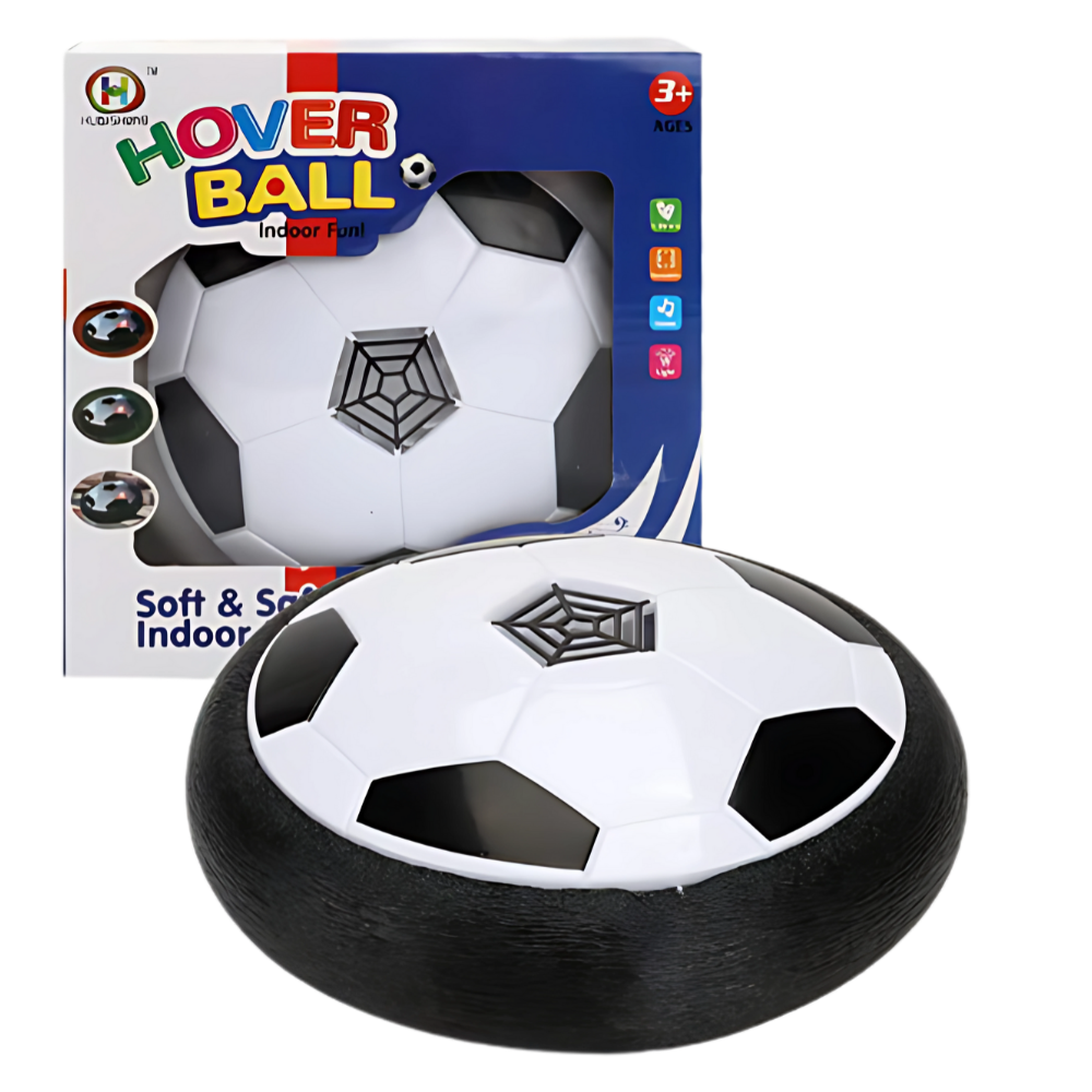 Bola flutuante luminosa com LEDs e efeitos de luz e música, brinquedo de atividade Homyl em cor preta.