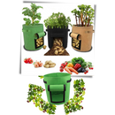 Pochette de tecido preta para jardineira de legumes, ideal para jardinagem, marca Lemonbest, vista de perto.