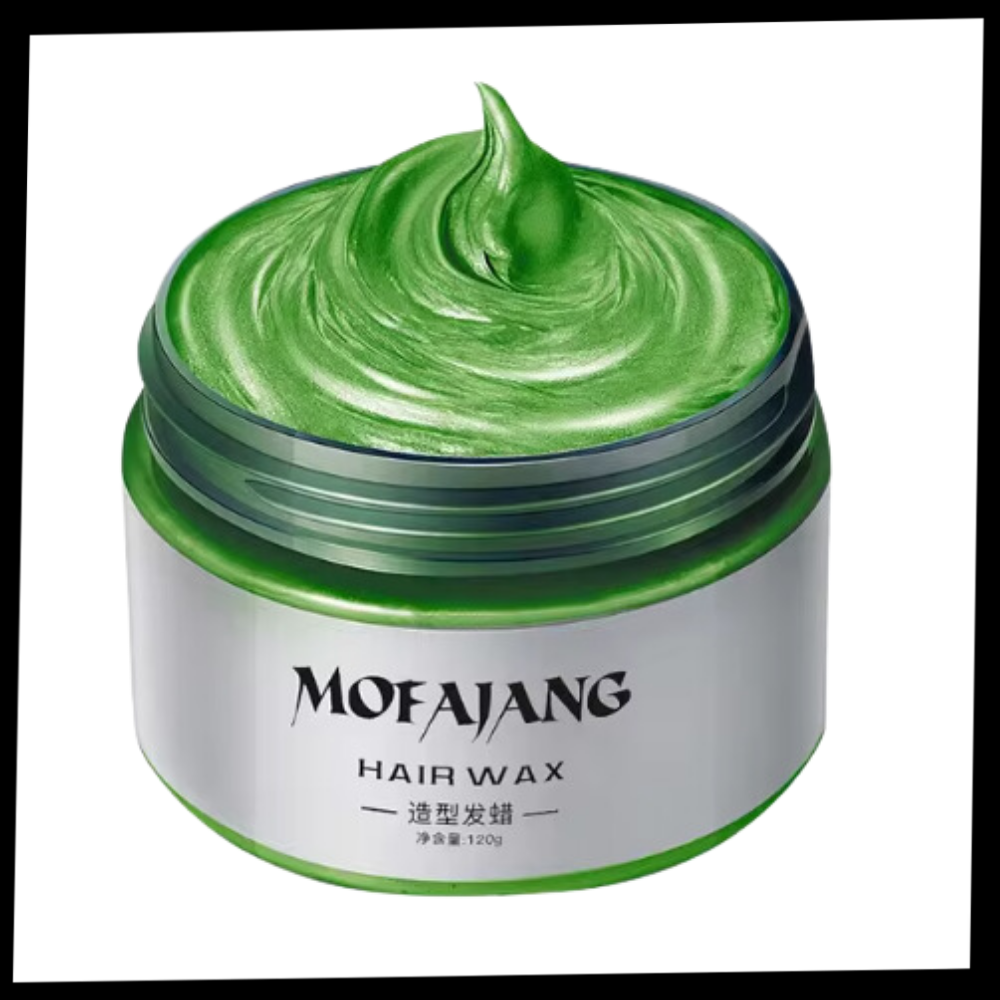 Cera capilar verde da Leshp, produto de tratamento capilar para cores vibrantes e cuidado dos cabelos.