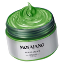 Cera capilar colorante verde da Leshp para cuidados capilares, com textura de cera e efeito colorido nos cabelos.