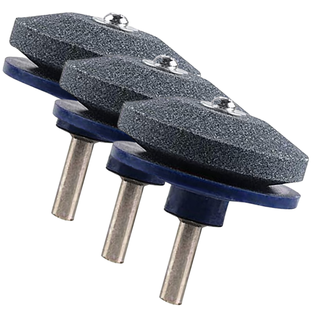 Conjunto de acessórios para equipamento elétrico de exterior Lieteswe, incluindo três peças para afiar lâminas rotativas.