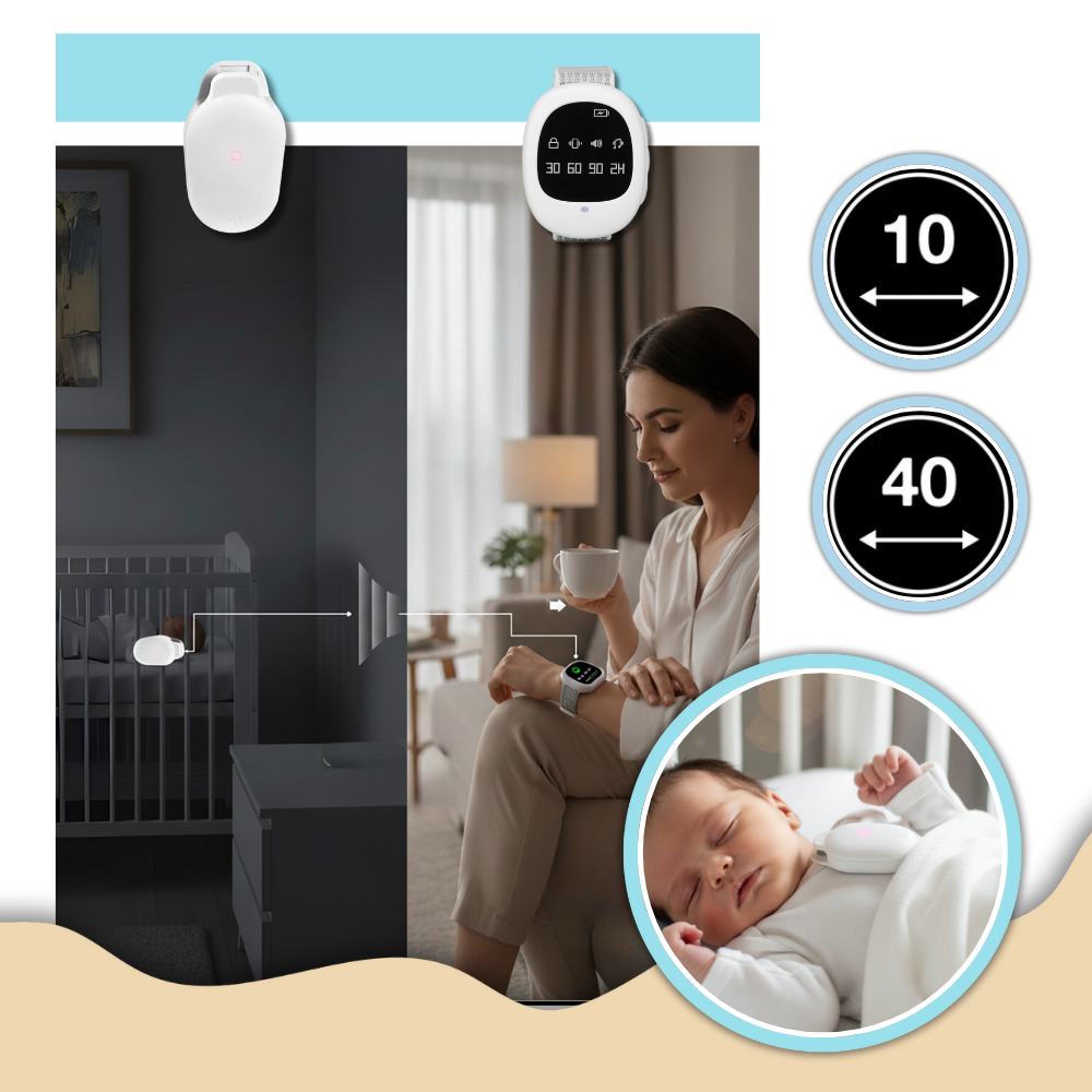 Relógio de alarme de enurese Lifcasual para treinamento de higiene, exibindo tela digital e alerta visual.