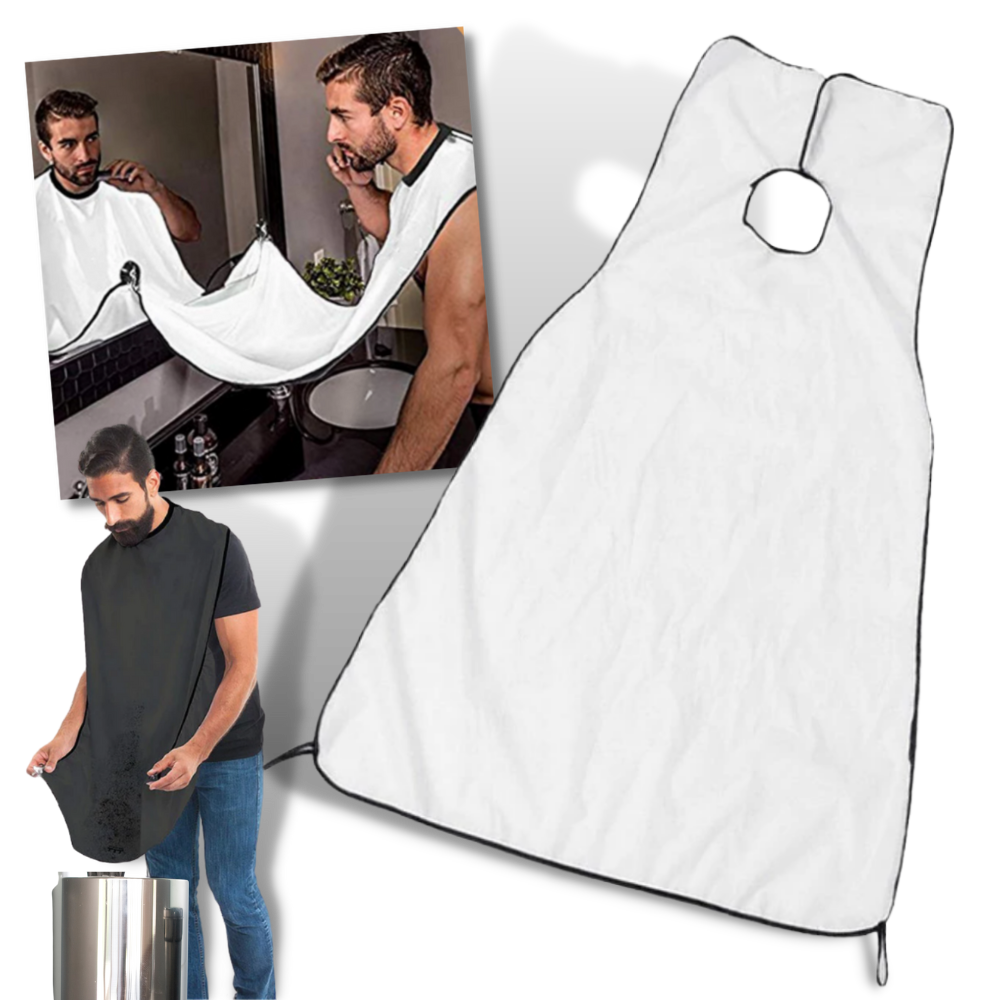 Tablier à barbe branco da Lifeshop USA Inc para proteção durante o rasage, ideal para cuidados com a barba.