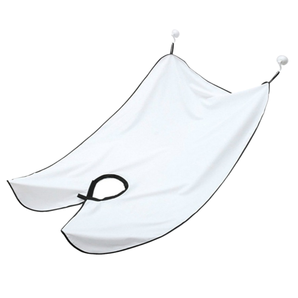 Tablier à barbe branco da Lifeshop USA Inc para proteção durante o rasgo e cuidados com a barba.