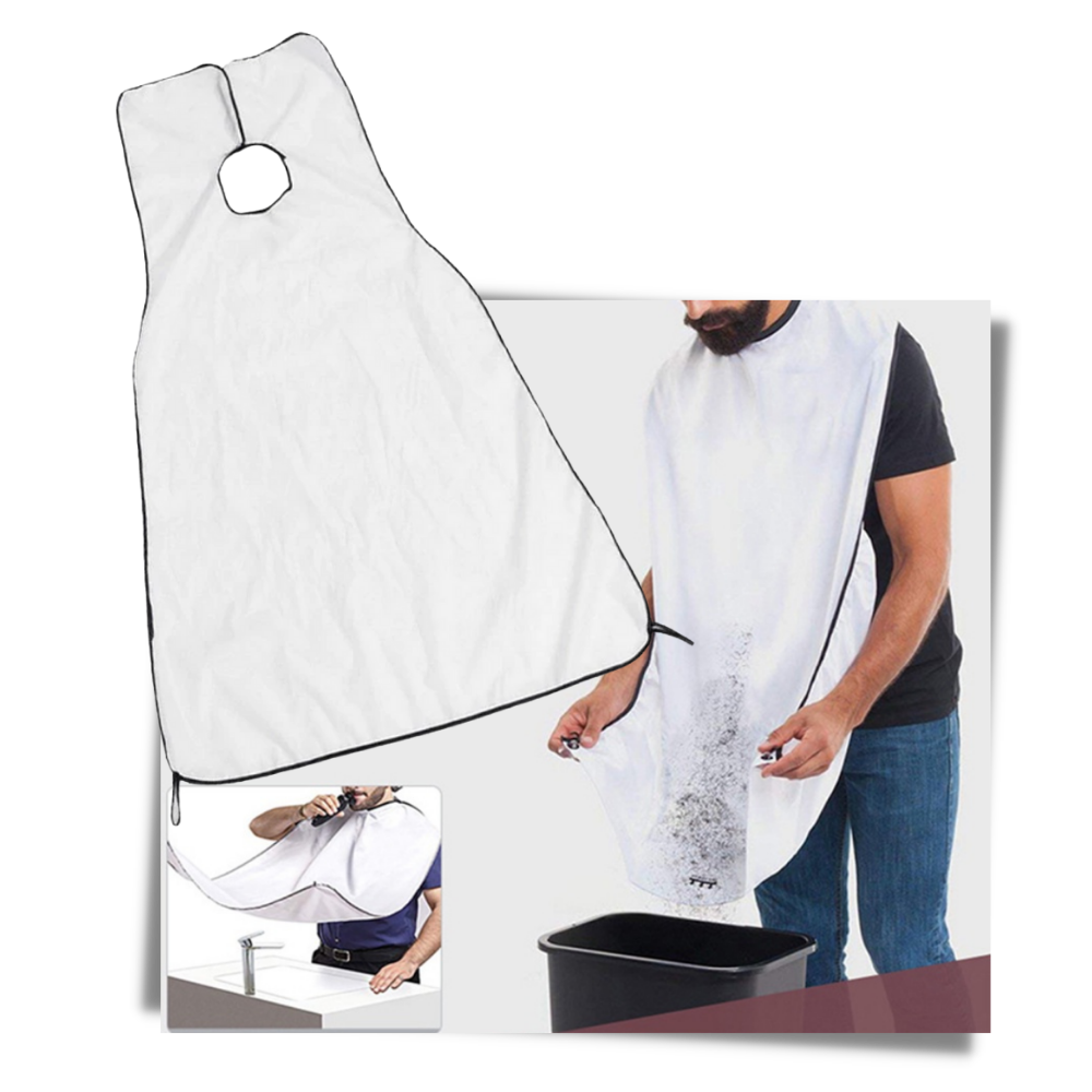Tablier à barbe branco para rasage, feito por Lifeshop USA Inc, ideal para proteção durante cuidados com a barba.