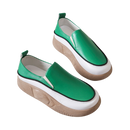 Mocassins leves e macios plataforma na cor verde, calçados femininos da marca Lacyhop, com design confortável e elegante.