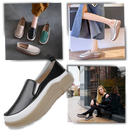 Mocassins Lacyhop com sola plataforma leve, calçados sociais femininos em material macio e confortável para uso diário.