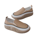 Mocassins Lacyhop em tons khaki com plataforma leve, sapatos masculinos confortáveis e casuais com acabamento suave.