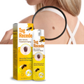 Tratamento não invasivo de excrescências com produtos cosméticos da marca Lin Chow, apresentado em embalagem moderna.