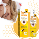 Tratamento não invasivo de excrescências com produtos cosméticos da marca Lin Chow, embalagem e frascos visíveis na imagem.