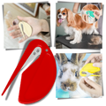 Pente desembaraçadora vermelha da marca Linmoua, para animais de estimação, com dentes largos para facilitar o desembaraço.